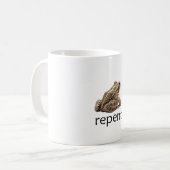 Bereue Frosch, lustiger Memee Kaffeetasse (Vorderseite Links)