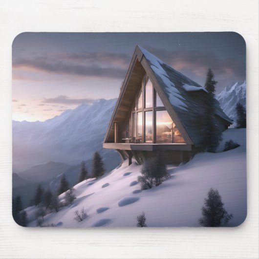 Berg-A-Frame-Chalet im Winter Mousepad (Vorne)