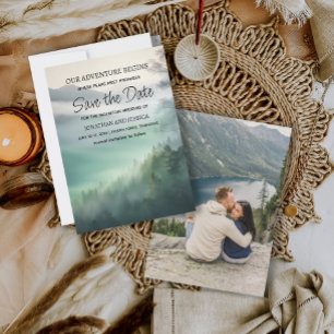 Berg-Abenteuer-Hochzeit Foto Save Date  Save The Date