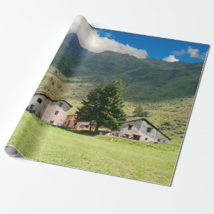 Berg-Alpen-Dorf, Schönheit, Gebäude, Land, Geschenkpapier