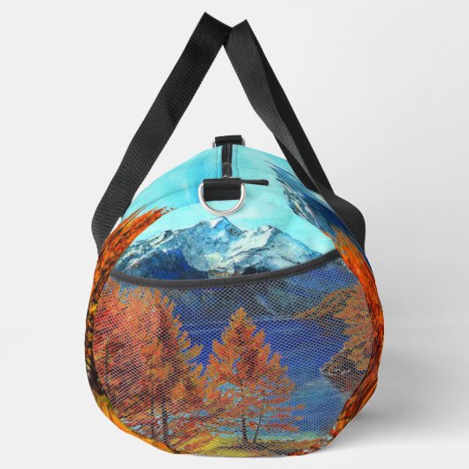 Berg, Bäume, See, Schnee, Fall Duffle Bag (Rechts)