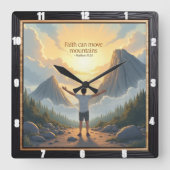 Berg-bewegender Glaube: Matthew 17:20 Quadratische Wanduhr (Vorderseite)