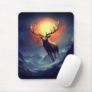 Berg-Buck, der aus dem Flammenfeuer läuft Mousepad