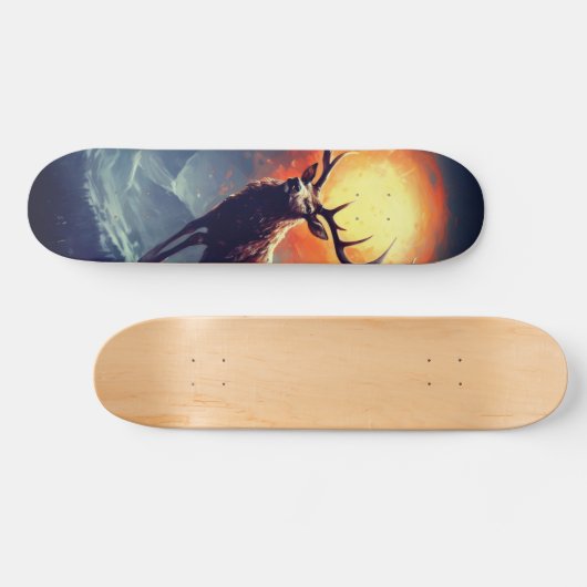 Berg-Buck, der aus dem Flammenfeuer läuft Skateboard (Horizontal)