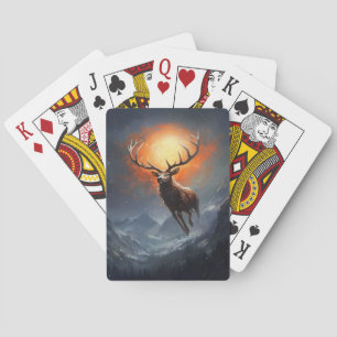 Berg-Buck, der aus dem Flammenfeuer läuft Spielkarten