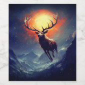 Berg-Buck, der aus dem Flammenfeuer läuft Weinetikett (Einzelnes Label)