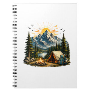 Berg-Camping-Abenteuer-Sonnenuntergang-Natur-T-Shi Notizblock