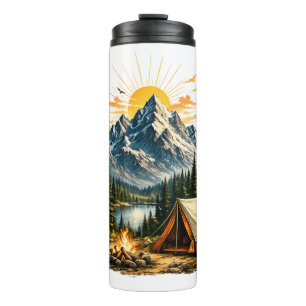 Berg-Camping-Abenteuer Sonnenuntergang Natur Thermosbecher