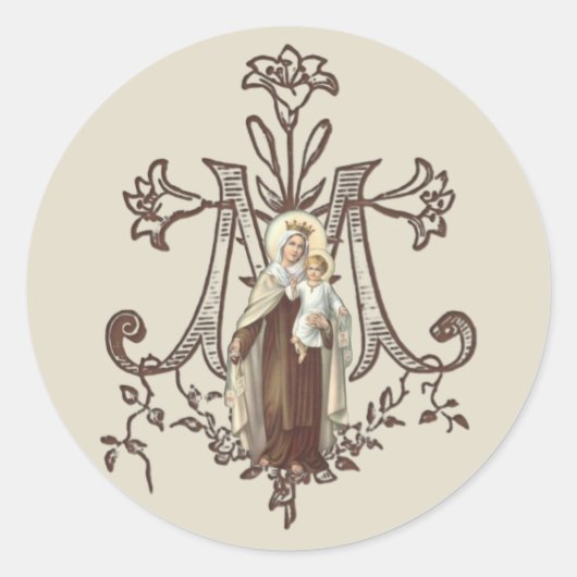 Berg Carmel Jesus Carmelite Religiöse Vintag Runder Aufkleber (Vorderseite)