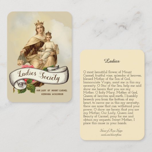 Berg Carmel Religiöse katholische Gebetskarte Visitenkarte (Vorne/Hinten)
