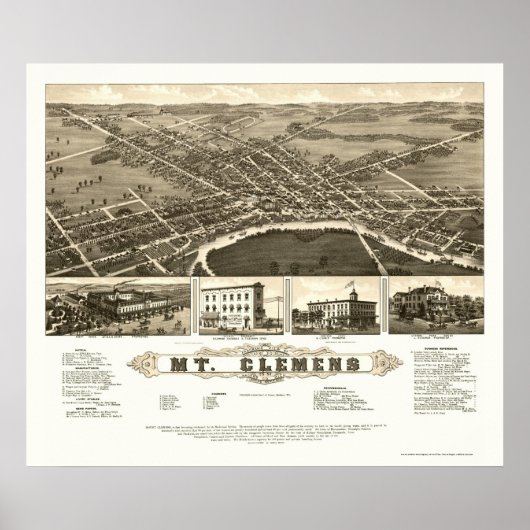 Berg Clemens, MI Panoramablick Karte - 1882 Poster (Vorne)