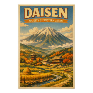 Berg Daisen, Japan, in klassischem Retro-Reiseplak Poster
