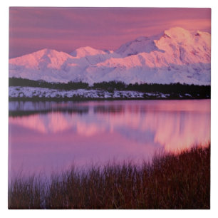 Berg Denali bei Sonnenuntergang vom Reflection Pon Fliese