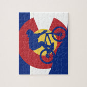 Berg, der Colorado-Flagge radfährt Puzzle (Vertikal)