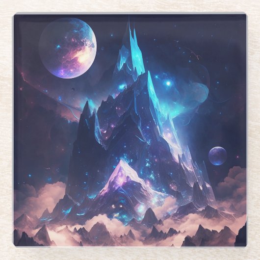 Berg der Kristalllandschaft Glasuntersetzer (Vorderseite)