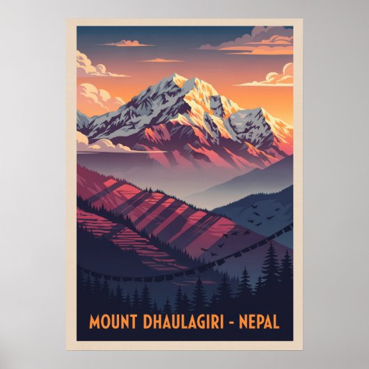 Berg Dhaulagiri Nepal V01 Poster (Vorne)