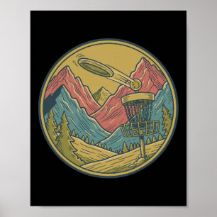 Berg-Disc-Golf-Szene Flying Disc Basket Frisbee Poster