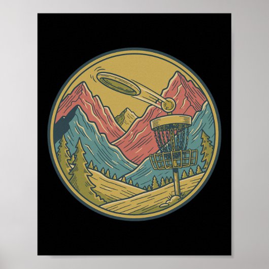 Berg-Disc-Golf-Szene Flying Disc Basket Frisbee Poster (Vorne)