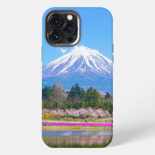 Berg Fuji Bäume und Blumen iPhone 13 Pro Max Hülle