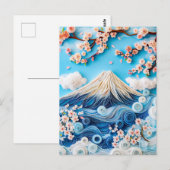 Berg Fuji mit Kirschblüten bezwingen Postkarte (Vorne/Hinten)