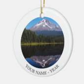 Berg-Haube reflektiert im See Keramik Ornament (Links)