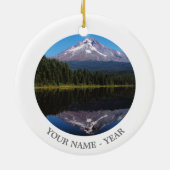 Berg-Haube reflektiert im See Keramik Ornament (Hinten)