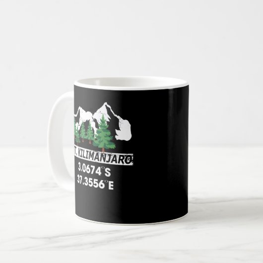 Berg Kilimanjaro mit GPS-Koordinaten Kaffeetasse (Vorderseite Links)