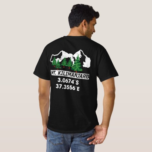 Berg Kilimanjaro mit GPS-Koordinaten T-Shirt (Schwarz voll)