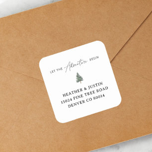 Berg Lass Die Abenteuer Beginnen Rücksendeadresse  Quadratischer Aufkleber