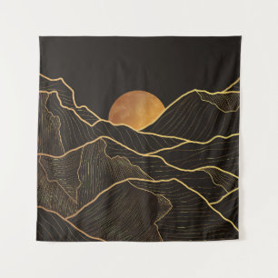 Berg Luxus: Goldene Linie Elegante Wandteppich