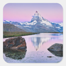 Berg Matterhorn in Zermatt, Schweiz Quadratischer Aufkleber