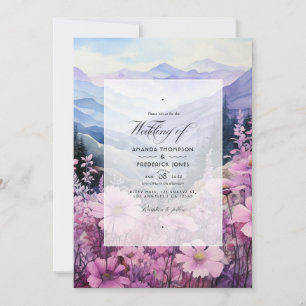 Berg-Mauve-Blumenhochzeit Einladung