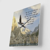 Berg mit Flügeln wie Adler Isaiah 40 Quadratische Wanduhr (Winkel)