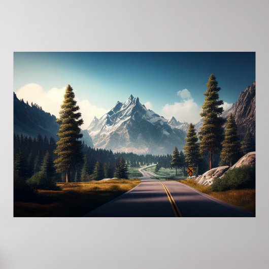 Berg mit Kiefern Poster (Vorne)