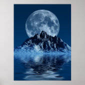 Berg mit Mond Poster (Vorne)