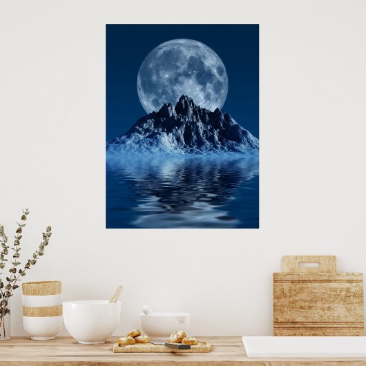Berg mit Mond Poster (Küche)