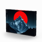 Berg mit rotem Mond Fotoblock (Rechts)