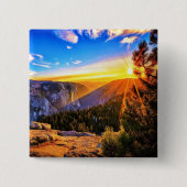 Berg mit Sonnenaufgang Foto Button (Vorderseite)