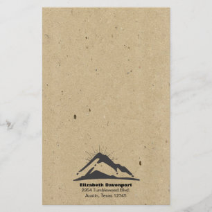 Berg mit Sonnenstrahlen auf IMITATEN Kraft Papier