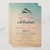 Berg mit Sonnenstrahlen Geburtstagsparty einladen Einladung (Vorne/Hinten)