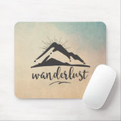 Berg mit Sonnenstrahlen - Wanderlust Typografie Mousepad (Mit Mouse)
