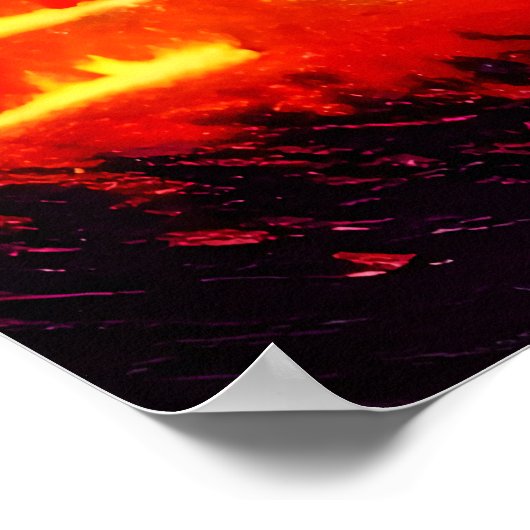 Berg mit Vulkan und Lava | AI Art Poster (Ecke)