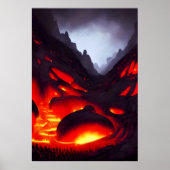 Berg mit Vulkan und Lava | AI Art Poster (Vorne)