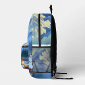 Berg mit Wölfen AI Blue Bedruckter Rucksack (Rechts)