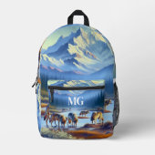 Berg mit Wölfen AI Blue Bedruckter Rucksack (Vorderseite)