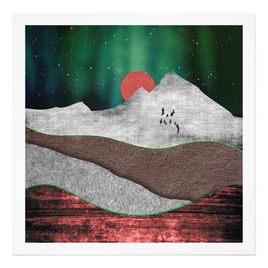Berg Nordlichter Fotodruck (Vorne)