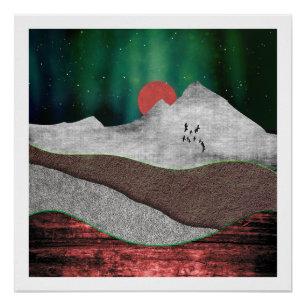 Berg Nordlichter Poster