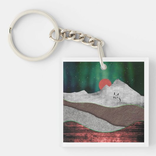 Berg Nordlichter Schlüsselanhänger (Vorderseite)