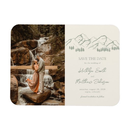 Berg Outdoor Sage Grüne Hochzeit retten das Datum Magnet (Horizontal)