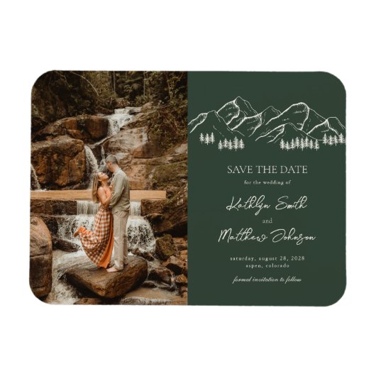 Berg Outdoor Sage Grüne Hochzeit retten das Datum Magnet (Horizontal)